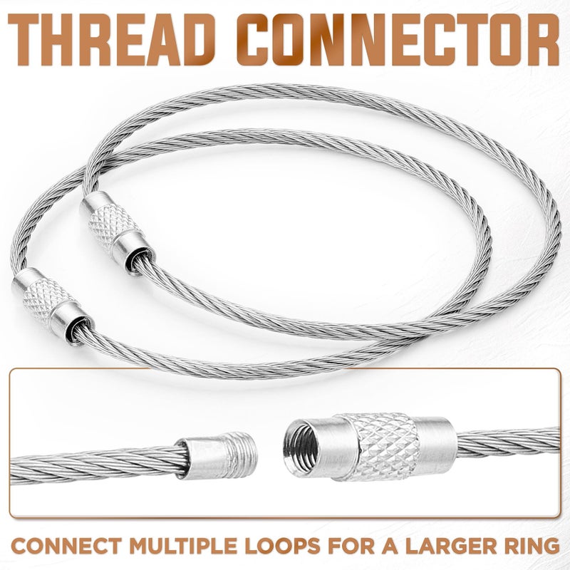 BlueCosto - Wire Keychain Cable - 50 PK, 6.7â€ / 17cm - 2mm Thick Stainless Steel Keyring Wire Loops - Secure Screw Lock for Hanging Luggage Tags & Organizing Keys - Image 5